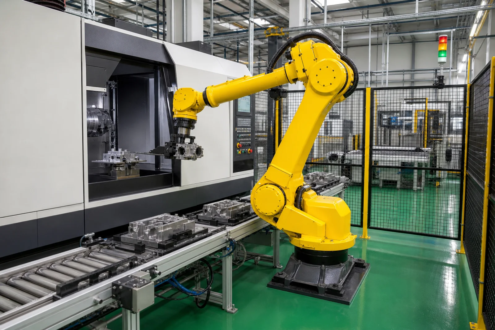 ロボットと工作機械を連携した自動化ライン